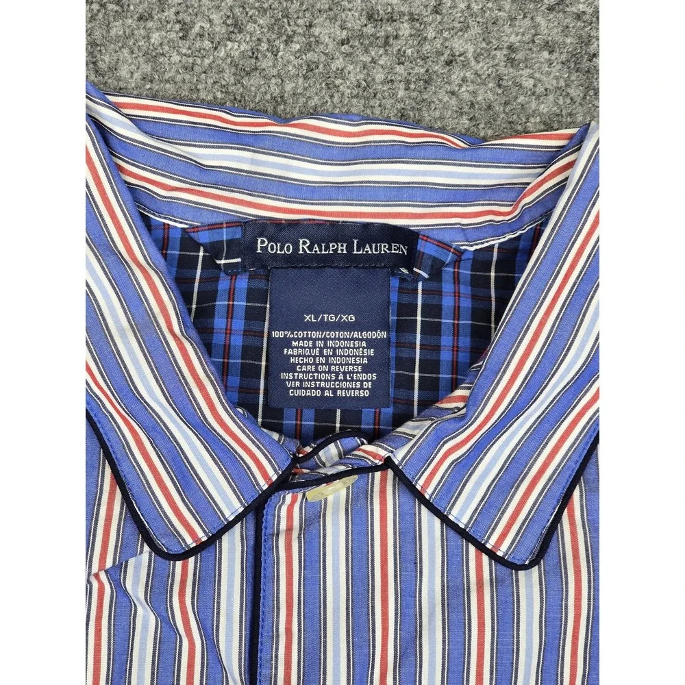 Polo Ralph Lauren Sleepwear Shirt Mens XL Vertical Stripes Large Buttons Cotton